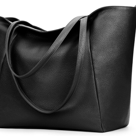 Large Tote Bag Vegan Leather Casual Zipper Work Bag Weekender Hobo for Women 23L